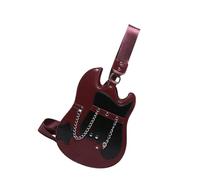 NVOQILIN Stylish Guitar Shaped Crossbody Shoulder Bag For Women Punk Chain Decors PU Leather Zippered Purse With Adjustable Strap Music Lover's Bag