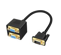 NVOQILIN VGA Splitter Cable 15Pin Male To 2 Female Y Adapter 1 in 2Out For Double Monitor Setups With Gold Plated
