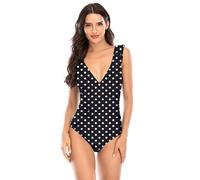 NVOQILIN Women 1 Piece V-neck Bathing Suit Ruffled Folral Printed Swimsuit for Water Parks Surfing