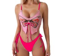 NVOQILIN Women Set Butterfly Cut Out Bikinis Top and Side Adjustable High-Waist Bottom Two Pieces Bikinis Bathing Suit