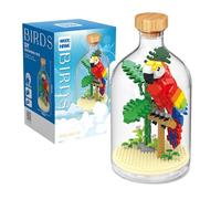 NVOSIYU Parrot Building Sets Animals Toy, Mini Bricks Bird Model Animal Figures Building Blocks Set with Display Case, Birthday Gift for Adults, Home Decor