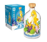 NVOSIYU Sea Animals Toy Building Sets, Mini Bricks Hippocampus Model Animal Figures Building Blocks Set with Display Case, Birthday Gift for Adults, Home Decor