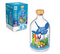 NVOSIYU Sea Animals Toy Building Sets, Mini Bricks Manta Ray Model Animal Figures Building Blocks Set with Display Case, Birthday for Adults, Home Decor
