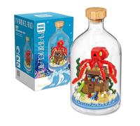 NVOSIYU Sea Animals Toy Building Sets, Mini Bricks Octopus Model Animal Figures Building Blocks Set with Display Case, Birthday Gift for Adults, Home Decor