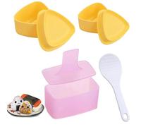 NVTEGR 4 Pcs Onigiri Mould, Cute Triangular Rice Ball Maker, Non Stick Transparent Onigiri Mould with Rice Spoon for Lunch Bento Home Picnic DIY Sushi