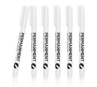 NVTEGR 6 Pcs White Marker Pens, 1mm Permanent White Fabric Pens, Quick Dry, Waterproof Laundry Markers for Paper, Rock, Wood, Fabric, Glass, Ceramic, Plastic