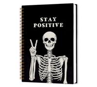 nvucamd Funny Gothic Spiral Notebook, Stay Positive Witchy Skeleton Journal Notebook, Goth Skull Journaling Notebooks for Women, Gothic Gifts Office Supplies, 5.5x8.3 Inch