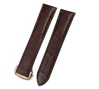 NVVVNX 18mm 19mm 20mm 21mm 22mm Crocodile Cowhide Watch Band for Omega Seamaster 300 Speedmaster DE VILLE AT150 Bracelet(Brown Rose Golden,19mm)