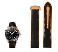 NVVVNX 20mm 22mm Nylon Rubber Watchband For Omega SEAMASTER PLANET OCEAN Men Deployant Clasp Strap Watch Accessorie Silicone Watch(Black orange silver,20mm)