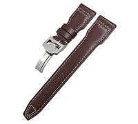 NVVVNX 20mm Genuine Leather Watchband For IWC Big Pilot Watch Mark 18 Spitfire Hamilton Cowhide Soft Watch Strap(Brown White 2,Gold Buckle)