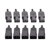NVVVNX 5pcs 10pcs IEC 320 Cable Wire C13 C14 AC Plug Socket 10A 250V Black Rewireable Electrical 3 Pin Female Male Power Connector(5pcs C13 5pcs C14)