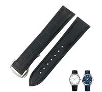 NVVVNX Crocodile Leather Watch Band For Omega De Ville Seamaster Constellation 18mm 19mm 20mm 21mm 22mm Real Alligator Skin Strap(Black silver,19mm)