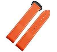 NVVVNX Curved End 20 Mm 22 Mm Rubber Silicone Strap For Omega Watch At150 Seamaster 007 For Seiko Mido Brand Strap(Orange white-black,22mm)