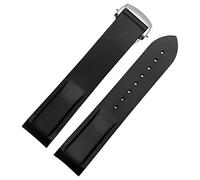 NVVVNX Curved End 20 Mm 22 Mm Rubber Silicone Strap For Omega Watch At150 Seamaster 007 For Seiko Mido Brand Strap(Black-silver,20mm)