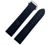 NVVVNX Curved End 20 Mm 22 Mm Rubber Silicone Strap For Omega Watch At150 Seamaster 007 For Seiko Mido Brand Strap(Dark blue-silver,20mm)