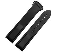 NVVVNX Curved End 20 Mm 22 Mm Rubber Silicone Strap For Omega Watch At150 Seamaster 007 For Seiko Mido Brand Strap(Black-black,20mm)