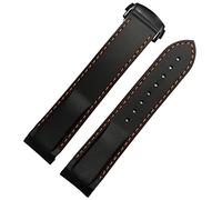 NVVVNX Curved End 20 Mm 22 Mm Rubber Silicone Strap For Omega Watch At150 Seamaster 007 For Seiko Mido Brand Strap(Black Orange-black,20mm)