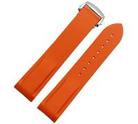 NVVVNX Curved End 20 Mm 22 Mm Rubber Silicone Strap For Omega Watch At150 Seamaster 007 For Seiko Mido Brand Strap(Orange-silver,22mm)