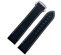 NVVVNX Curved End 20 Mm 22 Mm Rubber Silicone Strap For Omega Watch At150 Seamaster 007 For Seiko Mido Brand Strap(Dark bluewhite-silve,22mm)