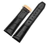 NVVVNX First Layer Calfskin Strap For MAURICE LACROIX Eliros Watchband Cow Genuine Leather Leather Bands 20mm 22mm With Folding Buckle(Black rose gold,22mm)