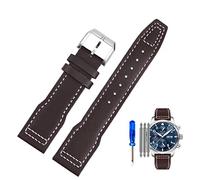 NVVVNX Genuine Leather Watch Strap for IWC Pilots Little Prince Male Mark 18 Big Fly Portugal Soft Comfortable Watchband 20mm Wristband(Brown White-steel-K1,21mm)