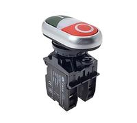 NVVVNX LA42 22mm Illuminated Double Head Push Button Switch 12V 24V 220V LED Lamp Silver Contact Spring Return 1NO1NC Switch LAK42(220V)