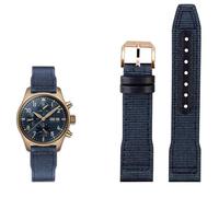 NVVVNX Nylon Leather Watchband 20mm 21mm 22mm Fit for IWC Le Petit Prince Big Pilot IW3777 Black Sport Canvas Watch Strap(Blue rose pin,22mm)