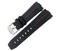 NVVVNX Rubber Watchband 23mm 22mm 24mm Watch Strap for Tudor Heritage Black Bay Bronze Pelagos Black Red Waterproof Sport Bracelets(Red Black,23mm Black buckle)