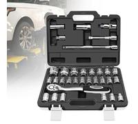 NVYAZJ 32-Piece Auto Repair Socket Set, Combination Ratchet Torque Wrench Set, 72-Tooth Curved Handle, Multiple High-Temperature Quenching, Carbon Steel Hardened Socket