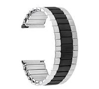 NVYRFS 22mm Elastic Stainless Steel Strap Men Women Metal Watch Band Quick Release Universal Bracelet(Silver-Black)
