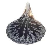 NVYRFS Long Lace With A Train Bridal Veil Fashionable Wedding Veils Edge Applique Cathedral Accessories With Comb(Ivory,350x250cm)