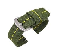 NVYRFS Nylon Woven Elastic Quick Release Strap 18mm 20mm 22mm 24mm Men's Sports Wristband Replacement Watch Band(Green yellow-Silver,20mm)
