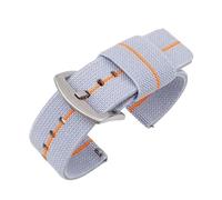 NVYRFS Nylon Woven Elastic Quick Release Strap 18mm 20mm 22mm 24mm Men's Sports Wristband Replacement Watch Band(Gray orange-Silver,24mm)