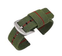 NVYRFS Nylon Woven Elastic Quick Release Strap 18mm 20mm 22mm 24mm Men's Sports Wristband Replacement Watch Band(Green red-Silver,24mm)