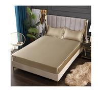 NVYRFS Satin Fitted Sheet Mattress Cover Elastic Band Bed Sheet King No Pillowcase Beddings(Champagne,2pcPillowcase48x74cm)