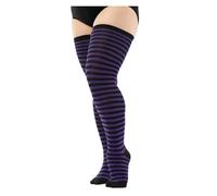 NVYRFS Thigh High Socks Women Plus Size Stockings Oversized Knee High Sock Big Long Socks(Black-purple)