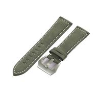 NVYRFS Vintage Soft Leather Watchband 18/20/22/24mm Rough Style Men Casual Watch Straps Stainless Steel Buckle(Green,24mm)