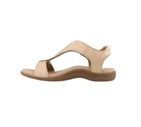 NVYRFS Women Sandals Summer Solid Orthopedic T-Strap Hook Loop Ladies Wedges Beach Shoes Plus Size Sandalias(Beige,5Uk)