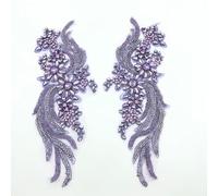 Nvzi 1 Pair Crystal Flower Lace Patches DIY Embellishments for Garments Wedding Dresses，Light Purple