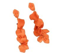 Nvzi 1 Pair of Rose Petal Long Tassel Dangle Earrings, Fashionable & Versatile Women's Earrings，Orange