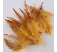 Nvzi 100-Pcs 3-5.9 Inch Craft Feathers, Bulk Plumes for Dream Catchers, DIY Projects, Wedding & Party Decor，Gold Yellow