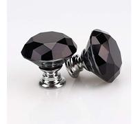 Nvzi 10PCS 30mm Crystal Glass Cabinet Knobs Diamond-Shaped Drawer Pulls for Kitchen Cabinets, Wardrobes & Dressers，Black A