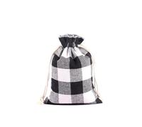 Nvzi 10pcs Christmas Drawstring Bags with Snowflake Pattern Buffalo Plaid Favor Bags Linen Cloth Gift Treat Bag for Christmas Birthday Party (3.93 x 5.51Inch,White)