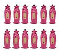 Nvzi 12PCS Wine Gift Bag with Drawstring, 13.78×5.9inch Reusable Bottle Wrap Dresses Pouches for Birthday Wedding Party Favors Blind Tasting(Rose)