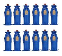 Nvzi 12PCS Wine Gift Bag with Drawstring, 13.78×5.9inch Reusable Bottle Wrap Dresses Pouches for Birthday Wedding Party Favors Blind Tasting(Baolan)