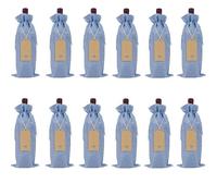 Nvzi 12PCS Wine Gift Bag with Drawstring, 13.78×5.9inch Reusable Bottle Wrap Dresses Pouches for Birthday Wedding Party Favors Blind Tasting(Light blue)