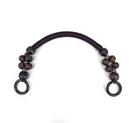 Nvzi 2 Pc Wooden Beaded Bag Handles 47cm Polyester Fiber Beaded Purse Handles Rustic Beach Style for DIY Crochet Bags-Brown