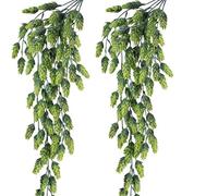 Nvzi 2Pcs Artificial Hops Flower Vine Garland Plant Fake Hanging Faux Hops Artificial Hanging Plants in Green