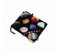 Nvzi 7 Tumbled Polished Natural Chakra Stones Set with Chakras Ball Stones Beads Bracelet and Thumb Worry Stone for Anxiety for Healing Crystal Gemstones, Reiki Chakra Balancing