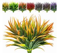 Nvzi 8 Pcs Outdoor Fake Plants UV Resistant Artificial Tall Grass Plants Faux Tropical Flowers Bushes Décor Orange